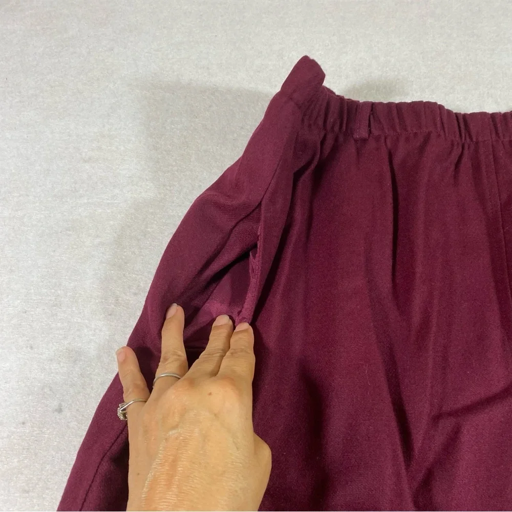 Tog Shop Aline Wool skirt Vintage Burgundy Lined Full Skirt Pockets Sz 16